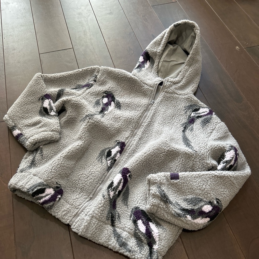 Taylor Swift - speak Now Gray Sherpa Zip Hoodie with Purple Accents